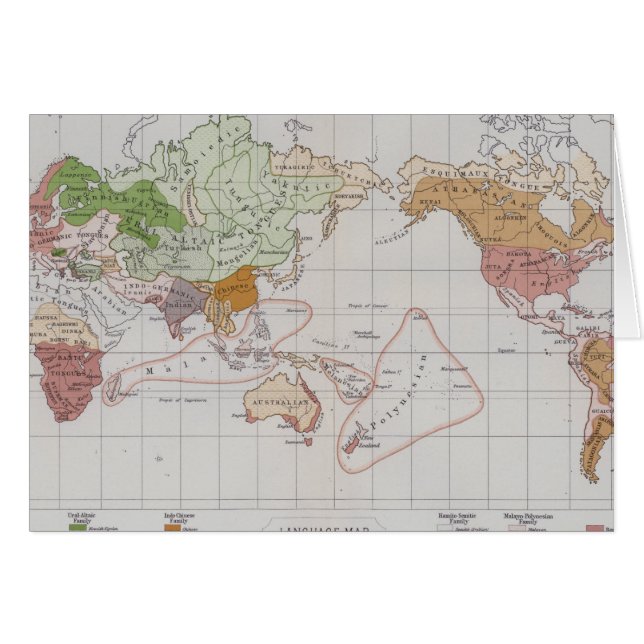 Karte, welche die Sprachen der Welt zeigt (Vorderseite (Horizontal))