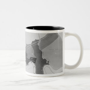 Karte, welche die Verteilung von Todesfällen zeig Zweifarbige Tasse