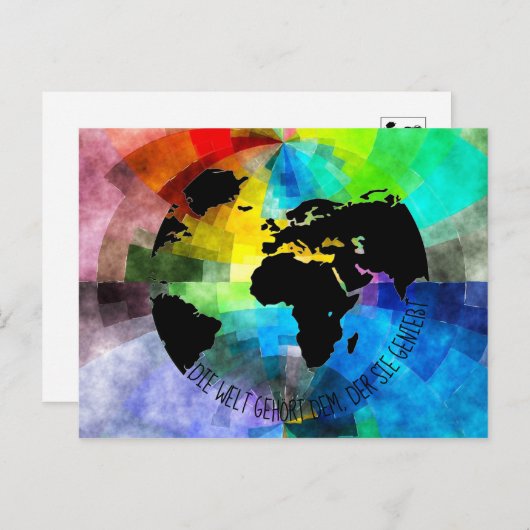 Karte "Welt gehört dem, der sie das dürfen". (Vorne/Hinten)