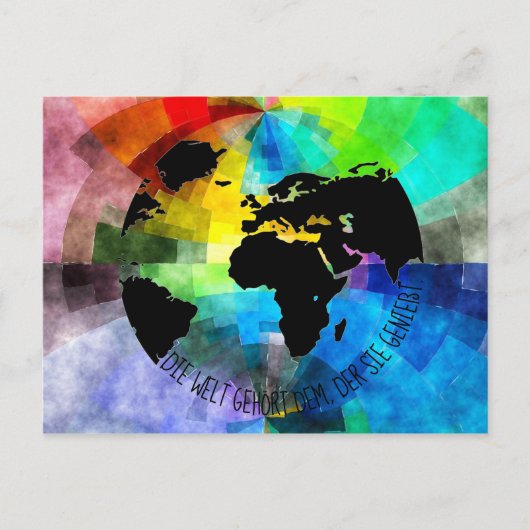 Karte "Welt gehört dem, der sie das dürfen". (Vorderseite)