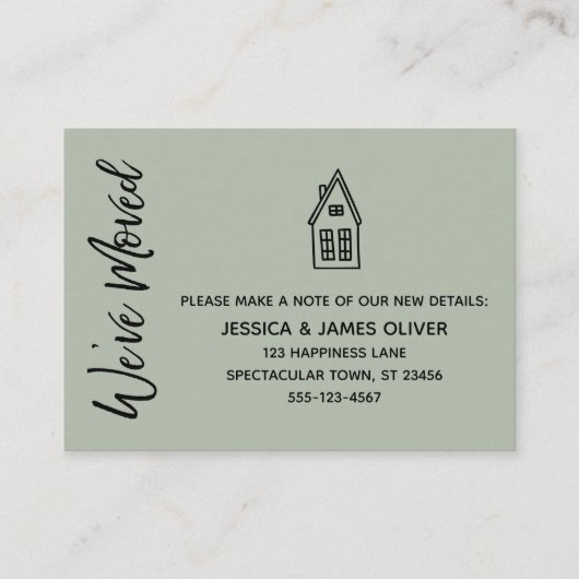 Karte "Wir haben uns bewegt" mit/ Kleines Haus Zei (Vorderseite)