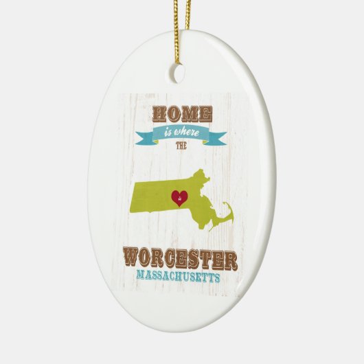 Karte Worcesters, Massachusetts - Zuhause ist wo Keramikornament (Links)