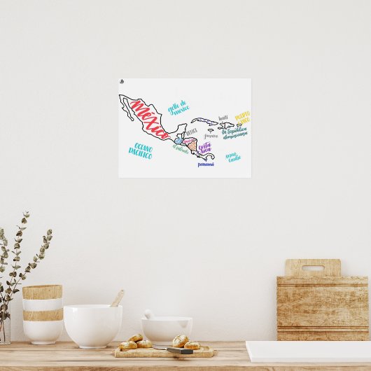 Karte Zentralamerikas Poster (Küche)