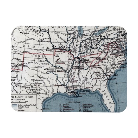KARTE: ZIVILER Krieg, 1861 Magnet (Horizontal)