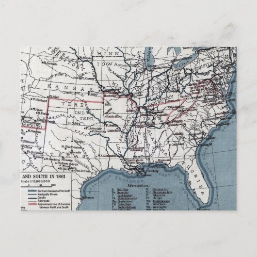 KARTE: ZIVILER Krieg, 1861 Postkarte (Vorderseite)