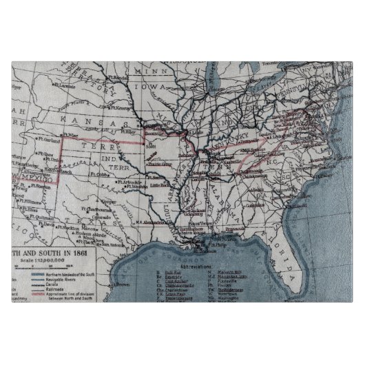 KARTE: ZIVILER KRIEG, 1861 SCHNEIDEBRETT (Vorderseite)