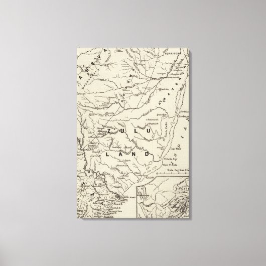 Karte Zululand mit den angrenzenden Grenzen 2 Leinwanddruck (Vorderseite)