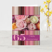 Karte zum 65. Hochzeitstag -Pastellrosen-Streifen (Gelbe Blume)