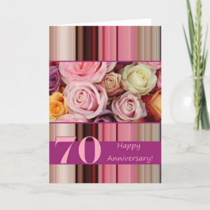 Karte zum 70. Hochzeitstag -Pastellrosenstreifen