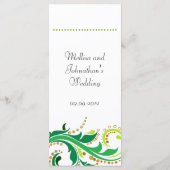 Karte zum Abendessen, wirbelnd blühend (Rückseite)