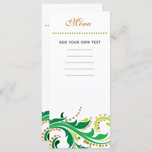 Karte zum Abendessen, wirbelnd blühend (Vorne/Hinten)