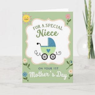 Karte zum ersten Muttertag der Nichte mit Blumen
