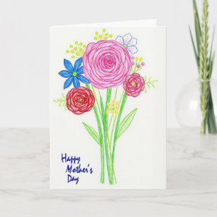 Karte zum Muttertag mit kariertem Blumenmuster