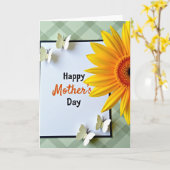 Karte zum Muttertag mit Karomuster (Gelbe Blume)