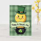Karte zum St. Patrick's Day mit Karomuster (Gelbe Blume)