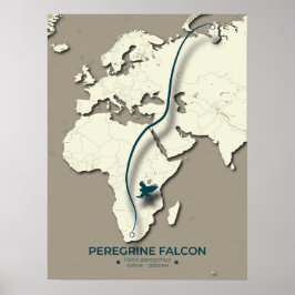 Karte zur Migration von Peregrine Falcon - Minimal Poster