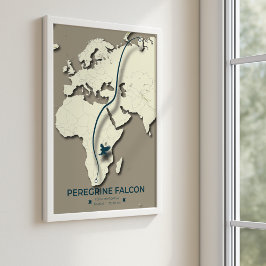 Karte zur Migration von Peregrine Falcon - Minimal Poster