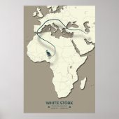 Karte zur Migration von Weißstorchen - Minimalisti Poster (Vorne)