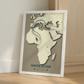 Karte zur Migration von Weißstorchen - Minimalisti Poster