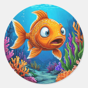 Karteik Fisch rot Runder Aufkleber