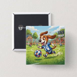 Karteikarte Hund spielt Fußball Button