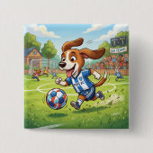 Karteikarte Hund spielt Fußball Button (Vorderseite)