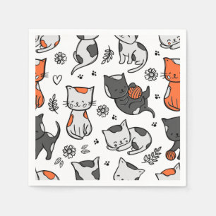 Karteikarte Katzenillustration Serviette