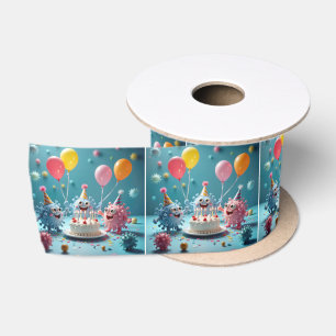 Karteikarten-Keime feiern Geburtstag Satinband