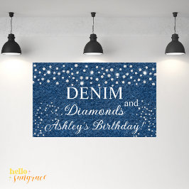Kartel de la fiesta de cumpleaños Denim & Diamonds Banner