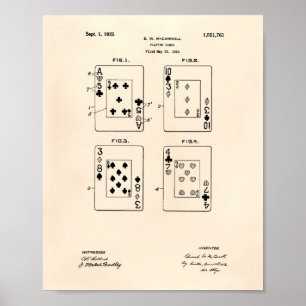 Karten 1925 Patent Art Old Peper spielen Poster