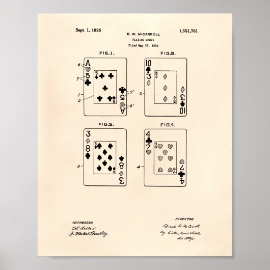 Karten 1925 Patent Art Old Peper spielen Poster (Vorne)