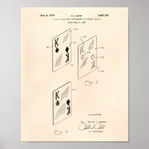 Karten 1972 Patent Art Old Peper spielen Poster