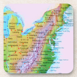 Karten-appalachische Gebirgsostküste US-Foto Getränkeuntersetzer