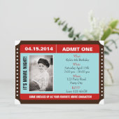 Karten-Art-Einladung mit Foto - blaues Rot Einladung (Stehend Vorderseite)