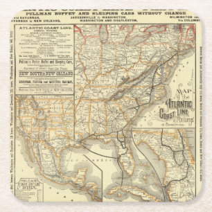 Karten-Atlantik-Küsten-Linie Rechteckiger Pappuntersetzer