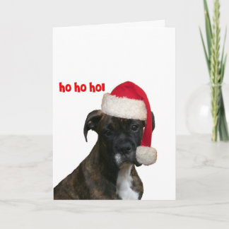 Karten: Boxer Pup Santa Feiertagskarte