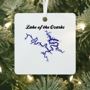 Karten des Lake of the Ozarks Missouri Blaue Uferl Ornament Aus Metall