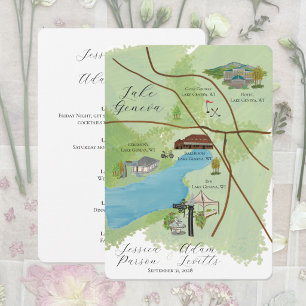 Karten-Details für das Hochzeitswochenende am Genf Save The Date