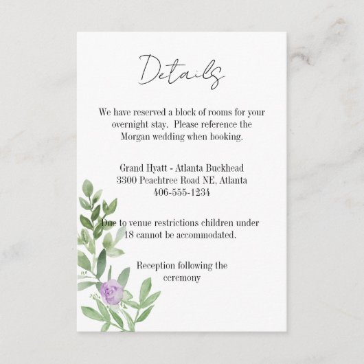 Karten Details Hochzeit lavendel lila (Vorderseite)
