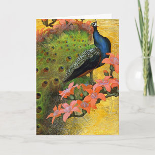 Karten-Einladung: Blauer Pfau Einladung