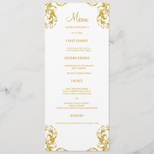 Karten für das Hochzeitessen Gold Damask Style