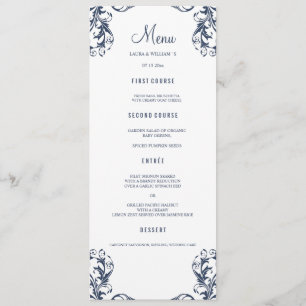 Karten für das Hochzeitessen Navy Blue Damask St