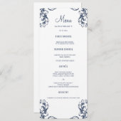 Karten für das Hochzeitessen | Navy Blue Damask St (Vorne/Hinten)