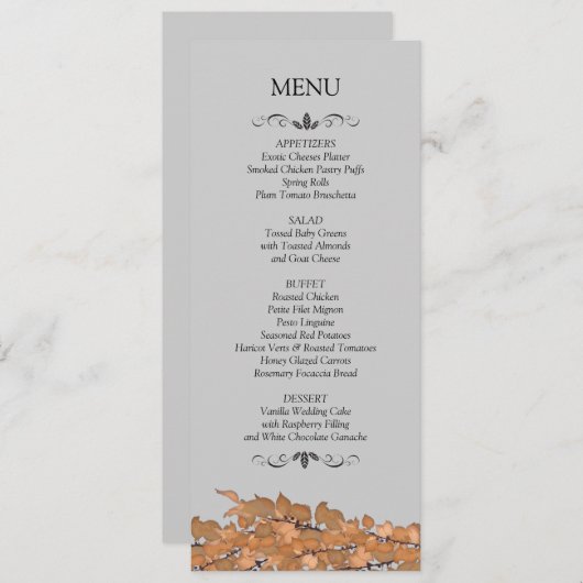 Karten für das Hochzeitmenü (Vorne/Hinten)