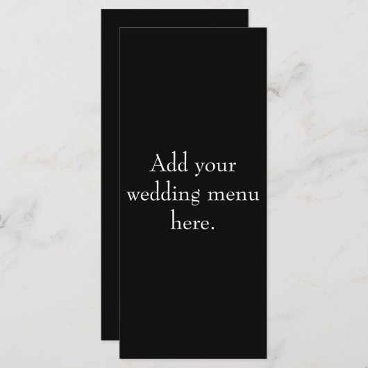 Karten für das Schwarz-Weiß-Hochzeitmenü (Vorne/Hinten)