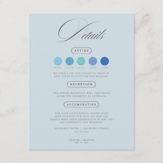 Karten für den Dresscode staubblau Hochzeitskleidu (Vorderseite)