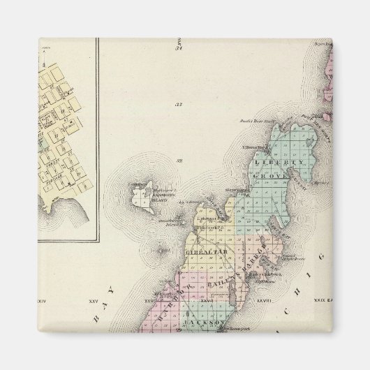 Karten für den Landkreis, Sturgeon Bay und Jenny Magnet (Vorne)