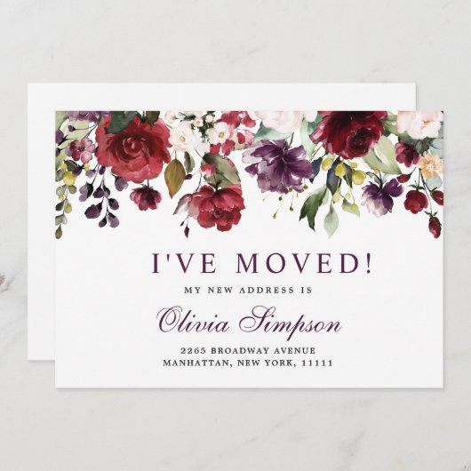 Karten für die Ankündigung von Blush Burgund (Vorne/Hinten)