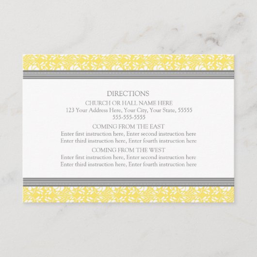 Karten für die Hochzeitrichtung Lemon Gray Damask (Vorderseite)
