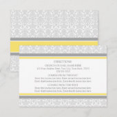 Karten für die Hochzeitrichtung Lemon Gray Damask (Vorne/Hinten)